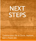 NEXT  STEPS Commit your life to Christ, Baptism, Join a Team, etc.